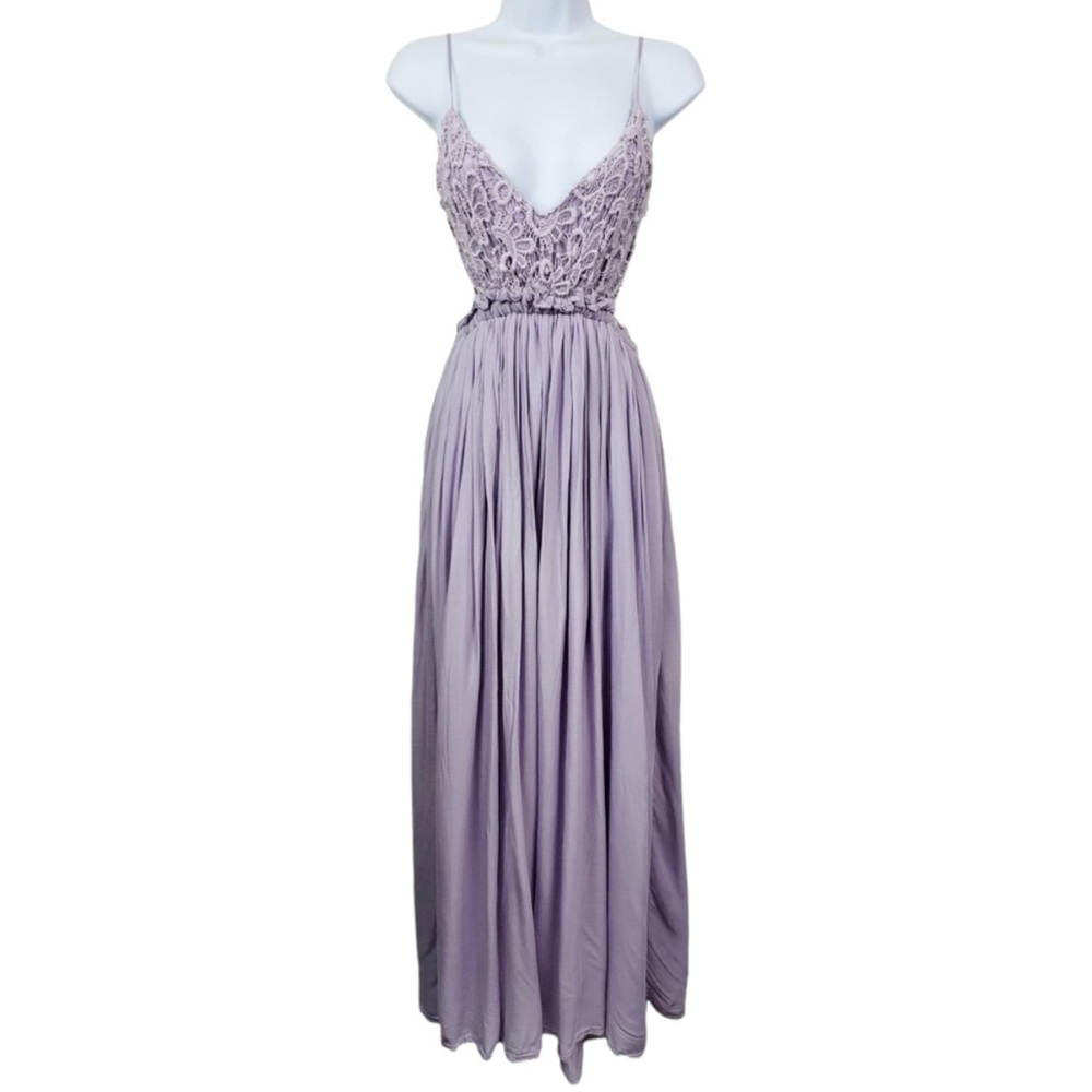 L'Atiste by Amy Light Lavender Lace Open Back Spaghetti Strap Dress Size S NWT